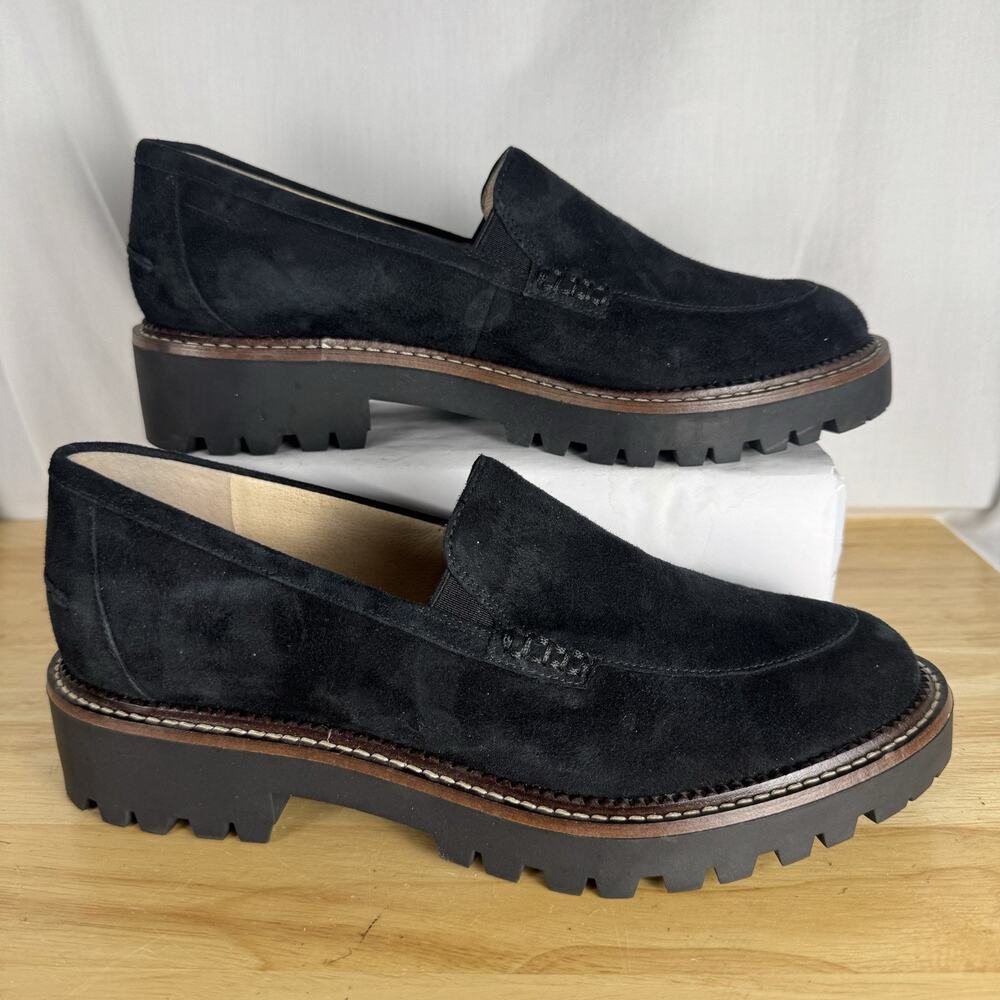 J.Jill Stephanie 2 Lug Sole Loafers Black Suede Size 9 Preowned Excellent